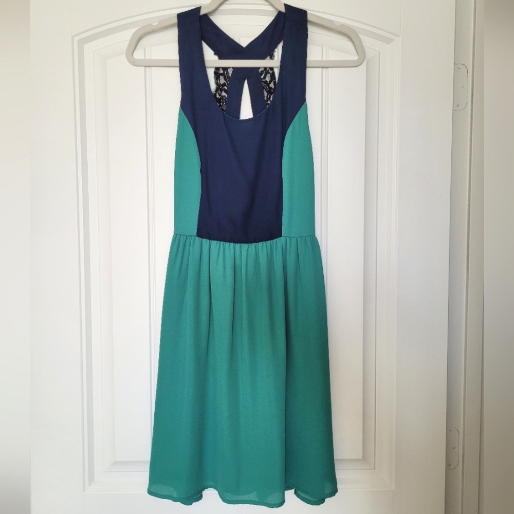 NWOT Turquoise & Navy Dress